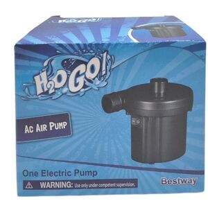 H2O GO Electric AC Air Pump + 3 Nozzle Valve Adaptors Inflates & Deflates